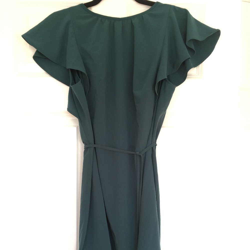 LOFT Ruffle Sleeve Teal Dress